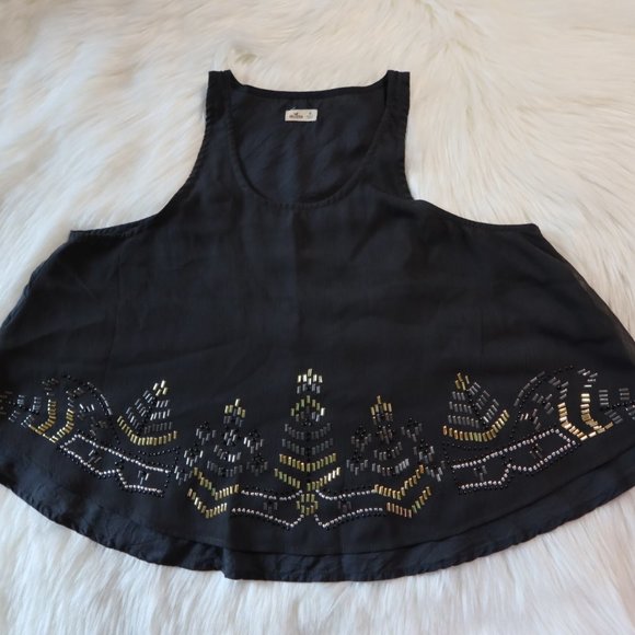 Charcoal Hollister Blouse with embellishments - Picture 4 of 6